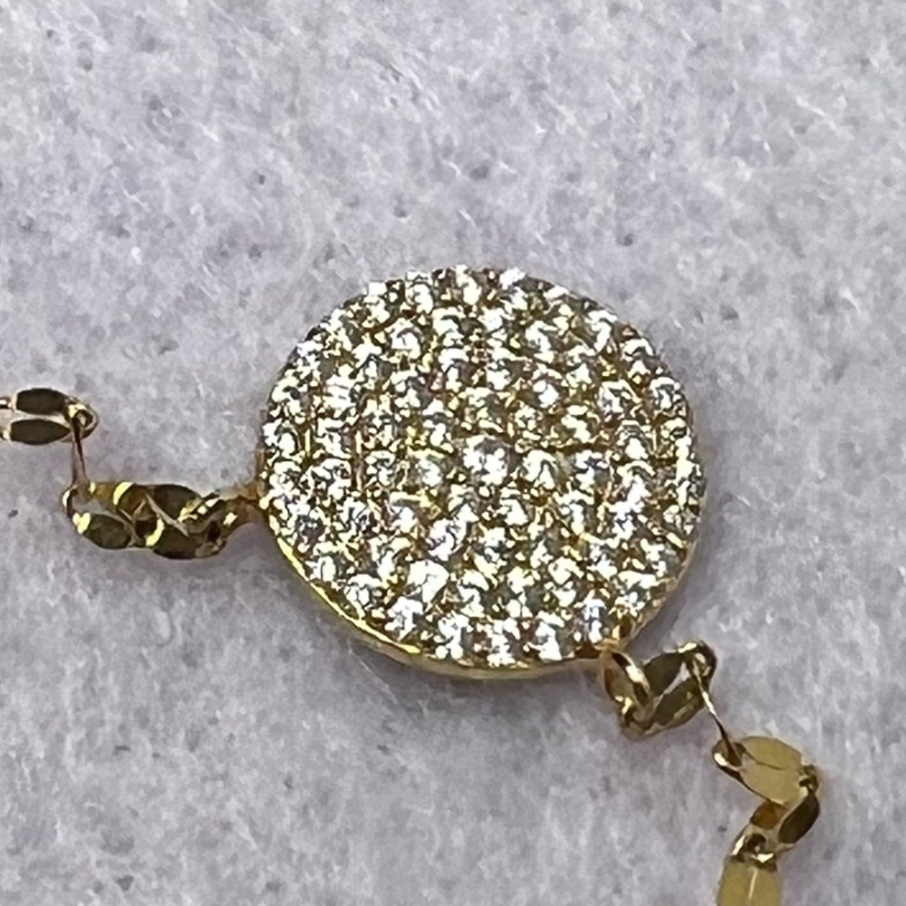 Dainty Fine Circle Reversible Gold/Sparkle CZ Necklace 18”
